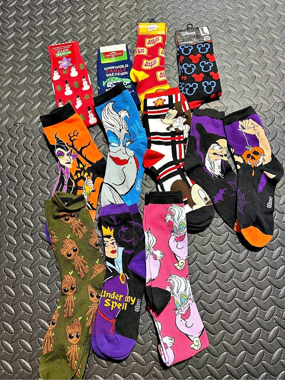 Disney Novelty Graphic Crew Socks Multicolor bundle 11 total